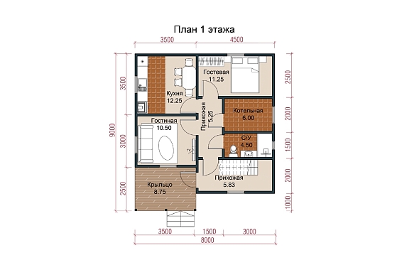 Дом из бруса 8х9. фото